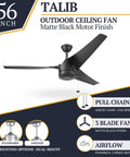Chill Out Under This Awesome 56 Inch Flush Mount Low Profile Hugger Ceiling Fan No Light Wet Rated For Big Indoor Rooms And Outdoor Covered Patios Three Dual Finish Blades Easy Pull Chain Control Matte Black Finish