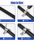 JDHGSHL 30Pcs stainless steel conduit clamps, 3/4 in, 2-hole U brackets for pipe fixing; installation steps shown