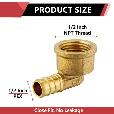 10 Pack Pex Crimp Fittings Top Notch Half Inch Female NPT Elbow Brass Lead Free For Pex B C Tubing Works With Clamp And Copper Crimp Rings ASTM F1807 NSF ANSI 61 NSF 372