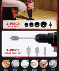 400 Piece Drill Bit Set With Drawer Case For Metal Wood And Masonry Pro Grade Drill And Screwdriver Bit Kit close-up on spade and hole saw bits