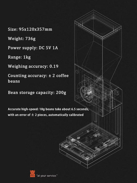 Image of Commercial Coffee Bean Batch Dispenser And Boss Level Weighing Scale For Specialty Cafes with aluminum body and precise portioning system.