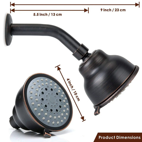 High Pressure Rain Shower Head With Shower Arm 5 Function Spray For Spa Like Comfort Even At Low Water Flow Oil Rubbed Bronze Finish
