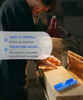 Heavy Duty Alloy Miter Track Connector In Sleek Anodized Blue For Seamless Woodworking Routing mounted on wood with precision alignment.