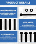 Built Tough For Any Job With This Heavy Duty Carbon Steel M10 X 150mm Hex Head Bolt Kit Featuring Smooth Nuts And Flat Washers 24 Piece Set details showing hex bolts and nuts.
