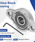 Heavy Duty Pillow Block Bearing 15/32 Inch Bore Zinc Alloy Steel Mounted Flange Self Alignment Insert Bearings Housing Pack Of 4