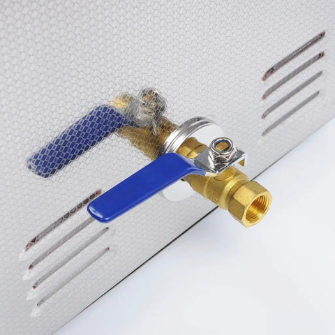 No Sweat Heavy Duty Ultrasonic Cleaner Tank With 30 Liter Capacity And 600 Watt Power for medical lab equipment, showing the blue valve.