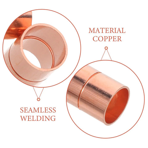 Premium Copper Coupling Fittings 0.59 Inch Straight Pipe Connectors With Grooved Stop Mechanism For Hvac and Industrial Water Systems, seamless copper construction.