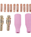 Pro Grade MIG Welding Gear Kit 14Pcs Copper Ceramic Plasma Torch Parts Set With 2 Ceramic Cups, 2 Connecting Rods, 10 Contact Tips