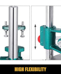 Close-up of manual pizza dough press machine's adjustable handle and sturdy frame, showcasing upgrades for holiday cooking.