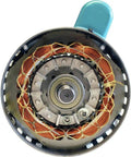 Rock Solid Cast Iron 2HP Big Bore Air Compressor motor close-up with copper windings and bearing assembly, designed for steady airflow.