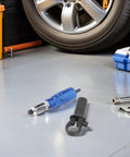 Electric Rivet Gun Kit For Metal Repair With Aluminum Alloy Converter Head shown on workshop floor