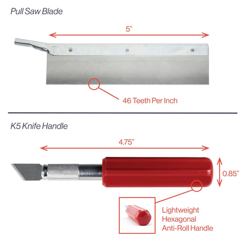 Two-piece pull saw set: 5-inch blade with 46 TPI and red K5 handle