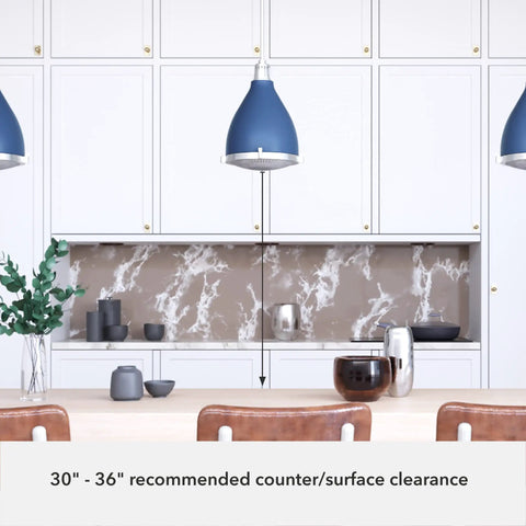 Indigo Blue Pendant Light With Holophane Glass Shade For Kitchen Living Room Foyer And Dining Area Durable Steel Or Aluminum Fixture