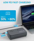 300W Car Power Inverter With Pure Sine Wave 60W PD USB C 2 USB A Ports And Dual 110V AC Outlets Vehicle DC 12V To 110V Inverter With XT60 Cable charging laptop