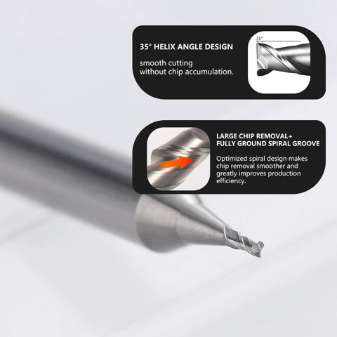 Close-up of 0.6mm Micro Carbide Flat End Mill 2 Flutes Uncoated Micro Grain CNC Milling Cutter For Aluminum and design features.
