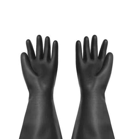 Heavy Duty Sandblasting Gloves 27.5 Inch Latex Rubber Protective Safety Work Gloves Black Striped Grippy, Chemical Resistant, Tear Resistant