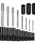 Magnetic Tap Socket Set, 11-Piece Pro Grade Magnetic Socket Adapters For Tap And Die Use, array of sockets and taps displayed.