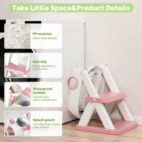 No Sweat 2 In 1 Potty Training Seat With Step Stool For Toddlers, Adjustable Height Toilet Chair, Waterproof Cushioned Pad, Rock Solid Non Slip Bathroom Helper For Kids