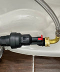 Automatic Toilet Leak Detector And Shutoff Valve Kit That Kicks Pesky Flush Leaks To The Curb And Saves Your Dough From Burst Hose Mayhem Using Hassle Free Installation mounted on plumbing