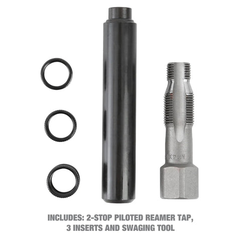Workhorse Spark Plug Thread Repair Kit With 3 Inserts, 1 Reamer, And Swaging Tool For M14 X 1.25 Spark Plug Threads
