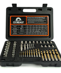 Bolt Extractor Kit With Left Hand Drill Bits And Screw Extractors, 49 Piece Heavy Duty Set in portable case, open view