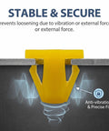 Stable yellow nylon grommet screw preventing loosening from vibration, part of Smooth 120 Piece Nylon Grommet Screw Kit For Car License Plates And Bumper Trim Universal Rust Proof Fasteners For Trucks Suv Rigs To Keep Your Ride Tight And Road Ready.