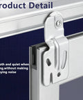 Close-up of Eight Piece Sliding Closet Door Roller Kit For Top Hung Bypass Tracks featuring smooth silver steel hardware.