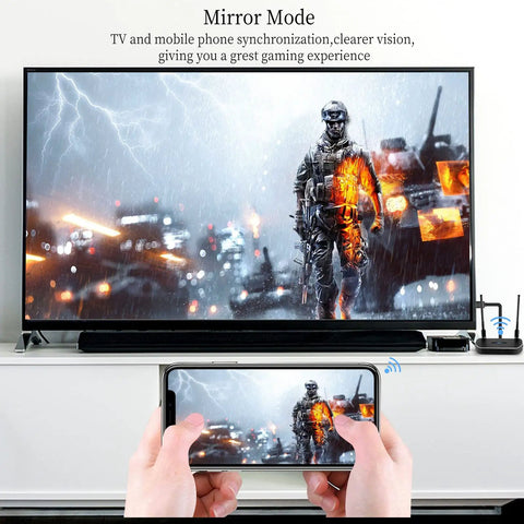 Wireless HDMI Transmitter And Receiver Kit For Screen Mirroring To TV Or Projector 1080p Full HD Low Latency image of gaming scene