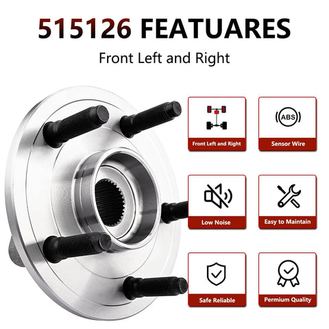 Pair Front Wheel Bearing And Hub Assembly For Dodge Ram 1500 2009 2010 2011 With ABS Direct Fit Replacement Wheel Hub Bearing Kit