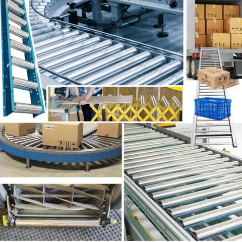 Heavy Duty Gravity Conveyor Rollers Steel Tube 2 Inch Diameter By 10 Inches Long Pack Of Three shown in warehouse applications.