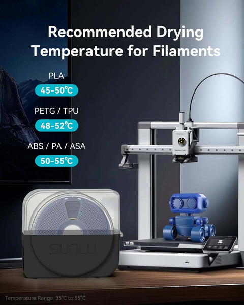 Filament Dryer Box For 3D Printers With Built In Fan Dehydrator And Storage Keeps 1.75mm 2.85mm And 3.00mm PLA PETG ABS Filaments Dry