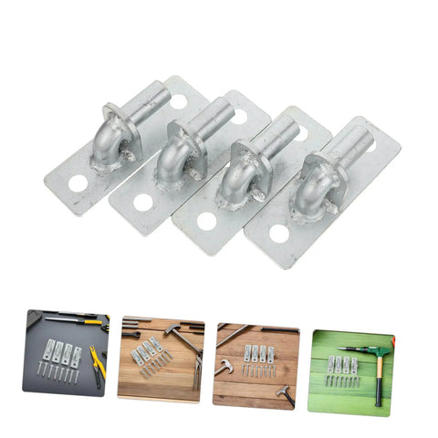 Heavy Duty Wall Mount Fence Hinges For Privacy Gates And Large Swinging Barn Doors Kickass Iron Security Hardware With 12 7 Millimeter Mounting Holes close-up of four silver hinges.