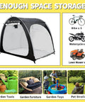 Heavy Duty Bike Tent Shed For Outdoor Storage, Extra Thick 210D Oxford, Waterproof And Sunproof, showing versatility and size.