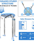 Sturdy Heavy Duty Stainless Steel Shower Stool 350 Lb Capacity With Round Tub Seat And Grab Bar Non Slip Feet Handicap Chair
