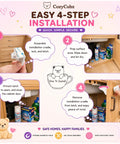 Easy 4-step installation of Magnetic Cabinet Locks For Kidproofing 12 Locks And 2 Keys No Tools Required instructions.