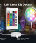 Dope 3D Printer LED Lamp Kit 001 with 24 Key Remote Control and 16 Color RGB lighting, details on remote and USB connection
