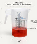 64oz Half Gallon Measure Pitcher With Conversion Chart Heavy Duty Food Grade Polypropylene BPA Free Stain Resistant