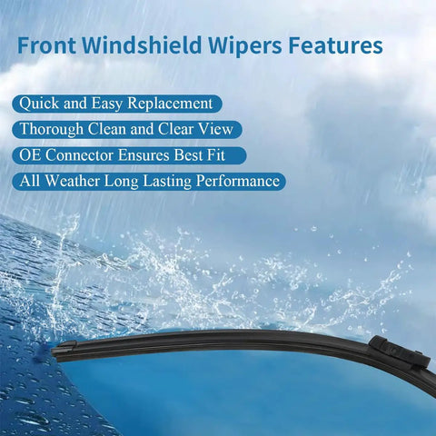 Top Shelf Front And Rear Windshield Wiper Blades For 2024 To 2026 Chevrolet Trax frameless design with rain details.
