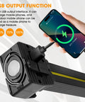 On The Go Magnetic LED Gym Light For Posing And Camping charging phone via USB, showcasing power bank feature and USB output interface.