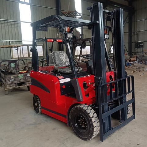 3300 To 6000 Lb Electric Stacker Forklift For Warehouses Powering Logistics With Battery Operated Material Handling Lift Truck Storage Centers, side view in industrial setting