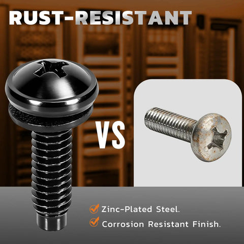 Close-up of rust-resistant 12 24 Rack Screws With Nylon Washers Server Rack Mounting Hardware for secure installations.