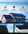 Top Shelf 100 Watt Solar Panel 18 Volt Monocrystalline Module mounted on a house, showcasing wind and snow resistance features.