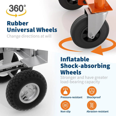All In One 4 In 1 Convertible Aluminum Hand Truck With 1000 LB Capacity featuring rubber universal and inflatable wheels