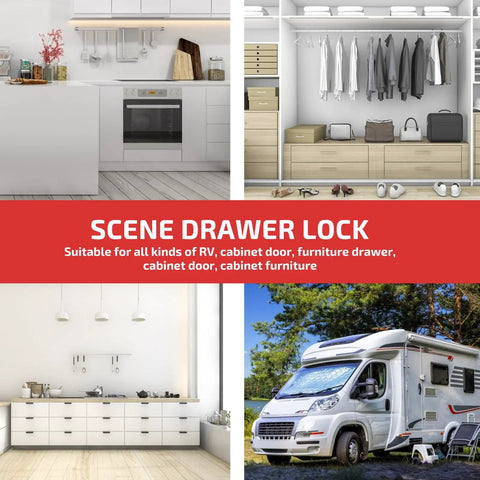 Push Button Cabinet Door Latch Locks 5 Pack For Zinc Alloy And ABS Material In Silver Finish For Camper RV Van Furniture Drawers