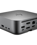 Rock Solid Thunderbolt 4 Universal Docking Station With 280W Power Delivery Plug And Play Usb-C Port Replicator Bundle side view with ports