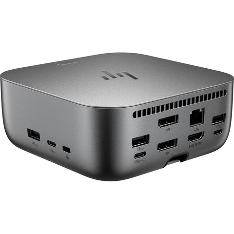 Rock Solid Thunderbolt 4 Universal Docking Station With 280W Power Delivery Plug And Play Usb-C Port Replicator Bundle side view with ports