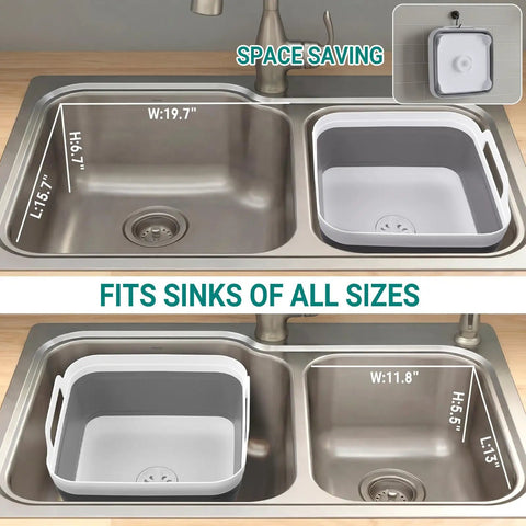 Collapsible Baby Bottle Wash Basin With Built In Drying Rack Two Point Four Gallon Foldable Dish Tub in a kitchen sink