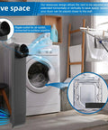 Dryer Vent Periscope Kit With Stainless Steel Telescoping Duct Extending 25 To 55 Inches installed behind dryer