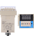 Pro Grade Time Delay Relay Timer Adjustable Cycle Control Module JDM48 11 For Industrial Machinery And Automation Systems AC380V Durable Plastic Housing, front and side views