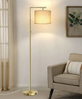 Dope Dimmable Floor Lamp With Remote Control, 4 Color Temperature Lighting, Tall Gold Standing Lamp With Beige Shade in living room